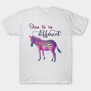 Dare to be Different - Pink &amp; Blue on white T-Shirt